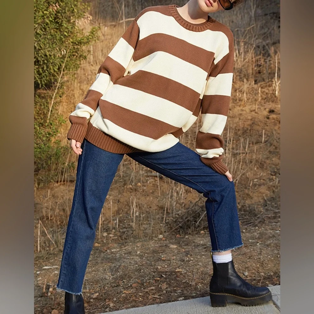 John Galt Cream & Brown Brianna Striped Sweater - Picture 4 of 15